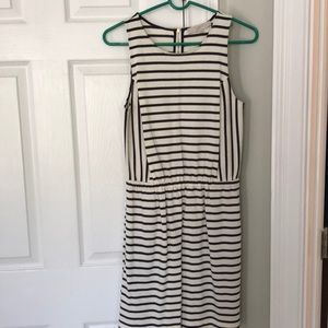 Navy and white/cream striped dress